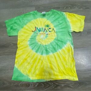Jamaica Tie Dye Graphic T-Shirt Gildan Heavy Cotton L